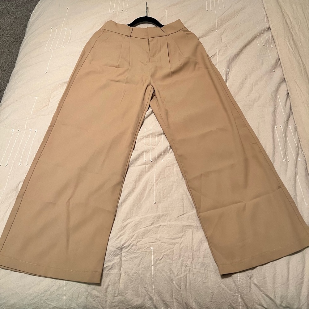 Khaki Dress Pants with Elastic Waist Band